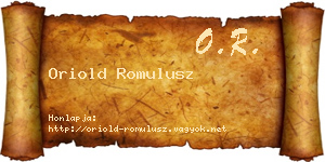 Oriold Romulusz névjegykártya